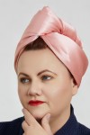 Turban dwustronny RÓŻ WAFEL + JEDWAB