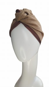 Turban dwustronny BRĄZ WAFEL + JEDWAB