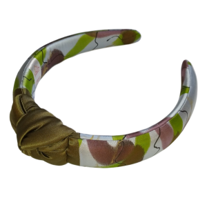Jedwabna malowana opaska z węzłem 3 cm COMPOSITION KHAKI II