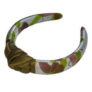 Jedwabna malowana opaska z węzłem 3 cm COMPOSITION KHAKI II