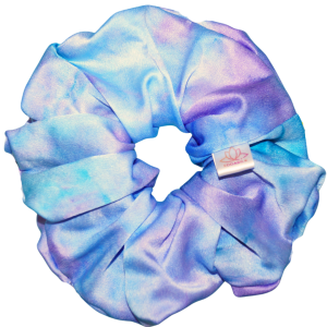 Jedwabna malowana Scrunchie XL FANTAZJA NIEBIESKA I