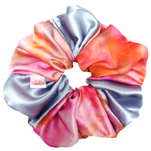 Jedwabna malowana Scrunchie XL RÓŻOWA LAGUNA