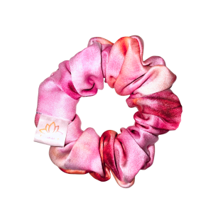 Jedwabna malowana Scrunchie mini FANTAZJA RÓŻOWA II