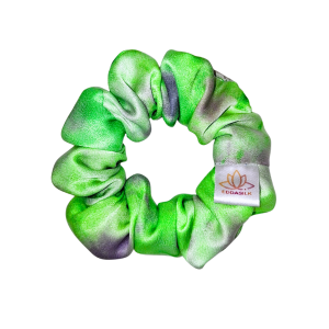 Jedwabna malowana Scrunchie mini FANTAZJA ZIELONA I