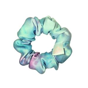 Jedwabna malowana Scrunchie mini FANTAZJA NIEBIESKA II